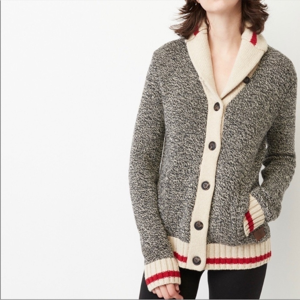Roots Women's Wool Button Front Shawl Cardigan Sweater Small